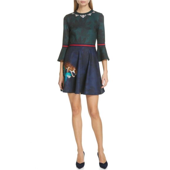 NWT Ted Baker Emileen Houdini Mashup Skater Dress Size 4( or10) - Picture 3 of 11